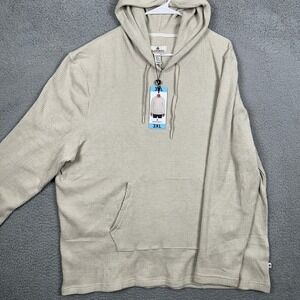 NEW Rainforest Waffle Knit Hoodie Sweater Mens 3XL Tan Thermal Stretch Pockets
